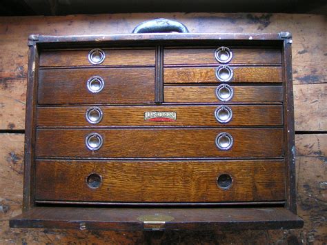 vintage wooden machinist tool box